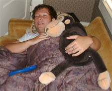 Compassionate Monkey comforts a sick friend